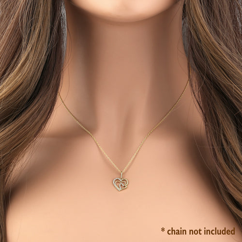 14K Yellow Gold Triple Heart Cubic Zirconia Pendant Necklace - Elegant Gift for Women, Perfect for Valentine's Day, Anniversary & Special Occasions