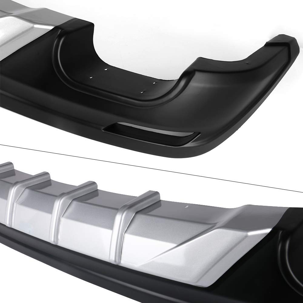IKON MOTORSPORTS V3 Rear Bumper Lip Diffuser for 2018-2024 Toyota Camry - Unpainted Black with Silver Trim PP - Enhances Aerodynamics & Style for Street Racing & Car Shows