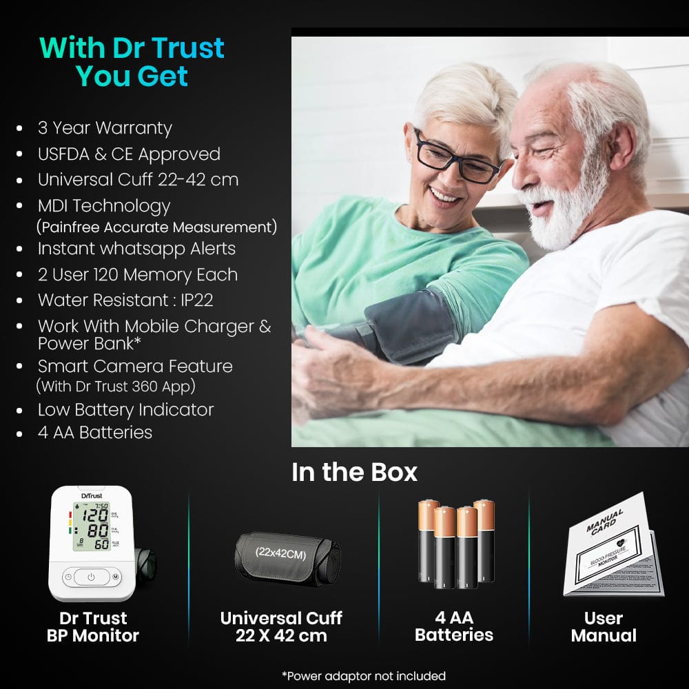Dr Trust USA Digital Blood Pressure Monitor - Fully Automatic Upper Arm BP Machine with Accurate Readings for Home Use | Ideal for Daily Health Tracking & Senior Care