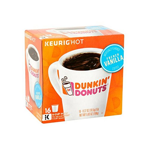 Dunkin' Donuts French Vanilla K-Cup Coffee Pods - 16 Count (0.37 oz Each) - Rich & Creamy Vanilla Flavor - Perfect for Keurig Brewers - Great for Morning Coffee, Office Break or Afternoon Pick-Me-Up