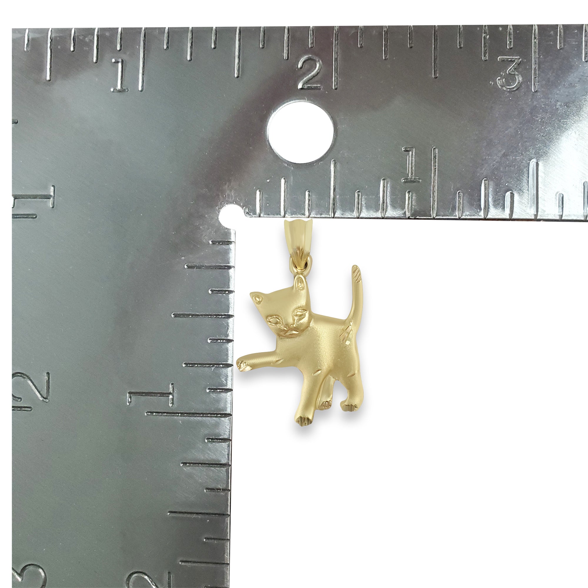 Diamond Cut Matte Finish Kitten Charm - Elegant Jewelry for Cat Lovers | Perfect for Necklaces, Bracelets & Gifts