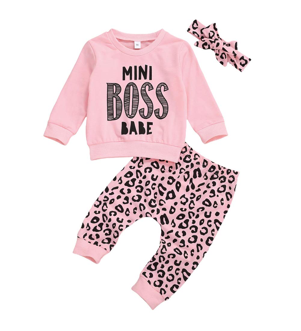 Newborn Baby Girl Outfit Set - Daddy's Love Printed T-Shirt with Leopard Pants & Headband | Cute Casual Wear for Infants 0-24 Months | Perfect for Family Photos, Daily Outings & Special Occasions
