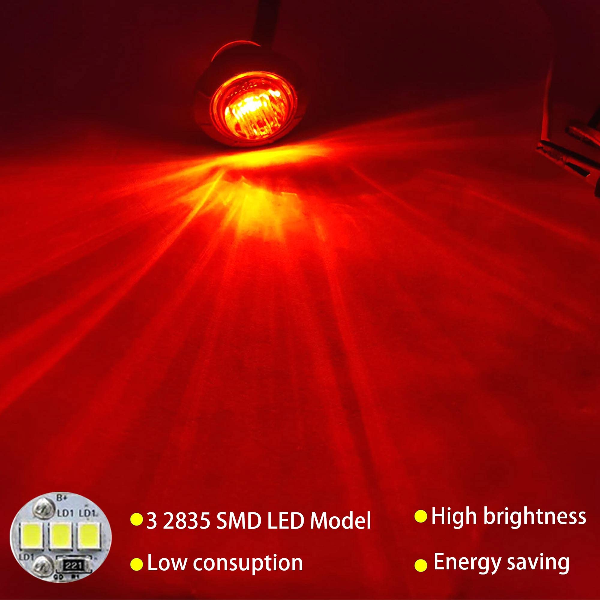 10 Pcs Red Waterproof Marine LED Lights - Round Boat Interior & Navigation Deck Lights for Yacht, Fishing Pontoon, Sailboat, Kayak | Perfect for Night Fishing & Cabin Lighting
