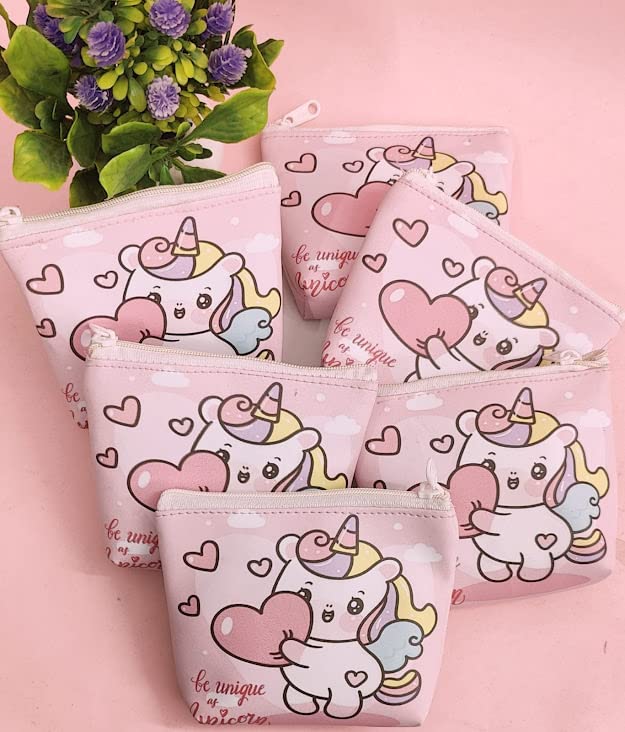Unicorn Coin Pouch for Girls (3 Pack) - Kids Wallet for Loose Change, Keys & Small Items - Cute Cartoon Pouch for Birthday Party Favors, Kanjak Gifts & Everyday Use