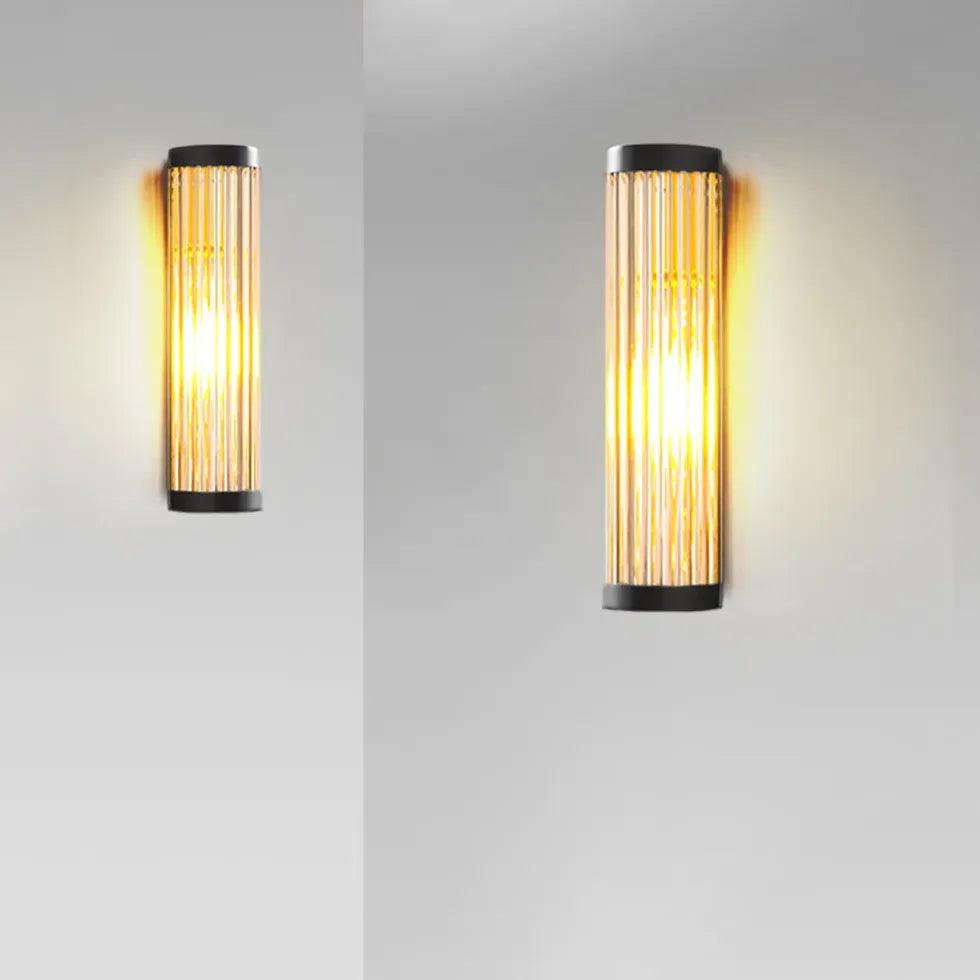Modern Striped Glass Cylinder Outdoor Wall Lights - Waterproof LED Sconce for Porch, Patio, Garden & Exterior Home Decor