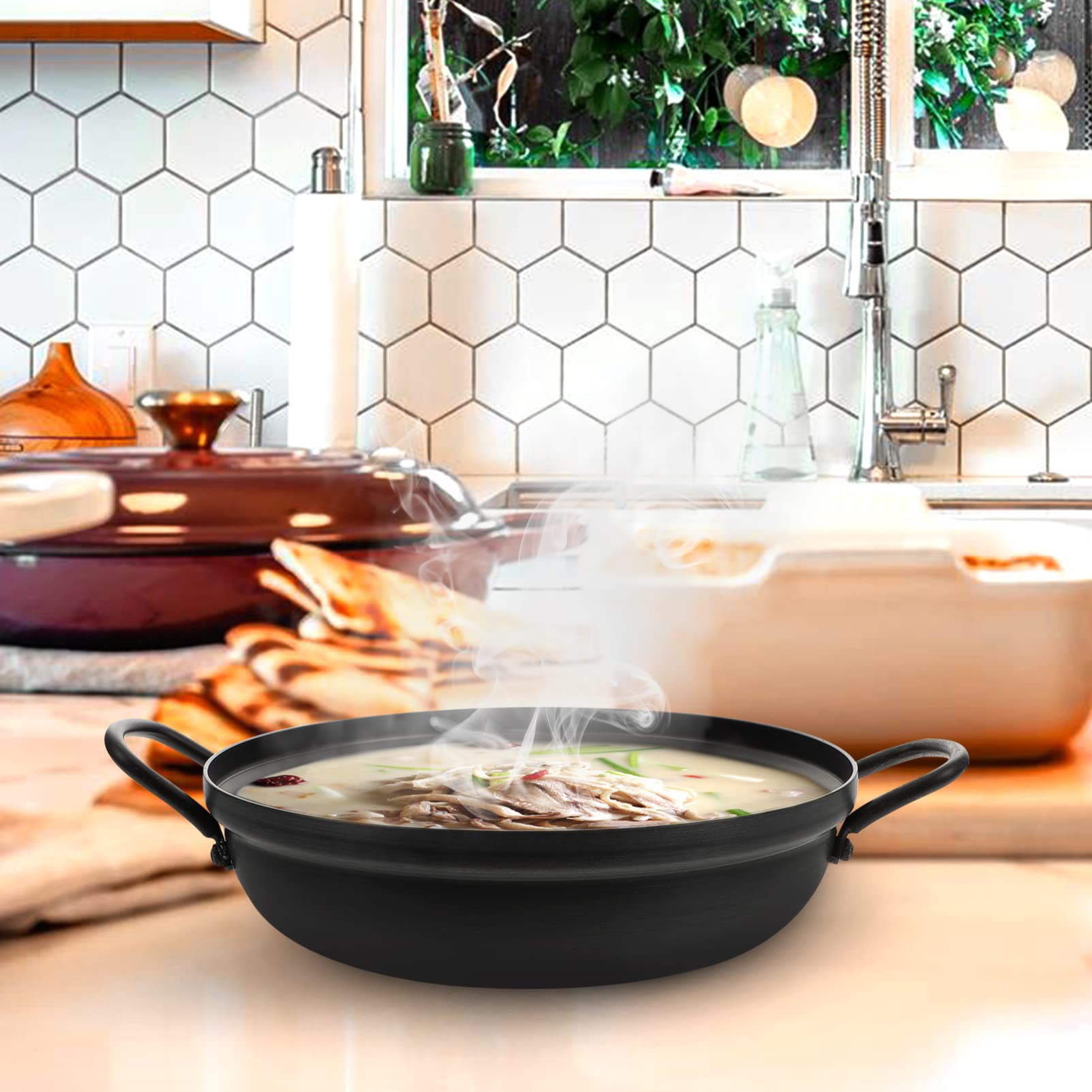 Premium Stainless Steel Hot Pot & Seafood Cooking Pot - Korean Style Soup Pot for Home Kitchen, Perfect for Shabu Shabu, Seafood Boil & Korean Army Stew
