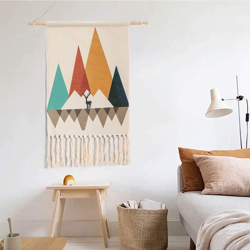 QIMO Macrame Hanging Wall Decor - Handmade Cotton Rope Woven Tapestry for Home, Apartment & Dorm Room | Boho Wall Art for Living Room, Bedroom, Wedding Backdrop & Party Decorations