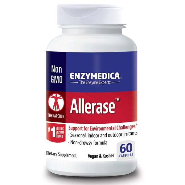 Enzymedica Allerase Digestive Enzyme Supplement - 60 Capsules for Food Intolerance & Digestive Support | Ideal for Sensitive Stomachs & Bloating Relief