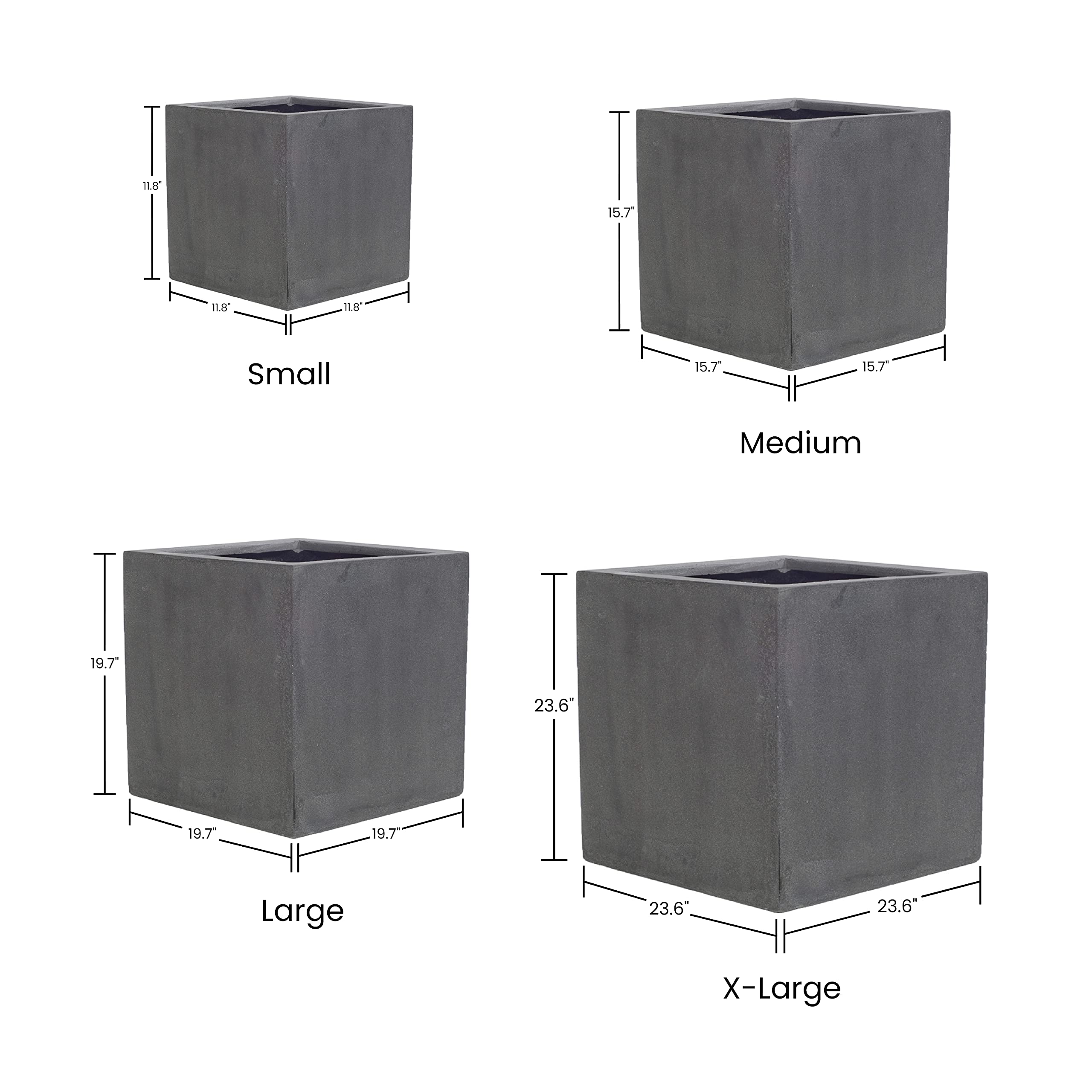 E1003-30-MW Modern Square Fiberstone Planter Pot - Matte White Indoor/Outdoor Plant Container for Home Decor, Patio & Garden | Perfect for Succulents, Herbs & Small Plants
