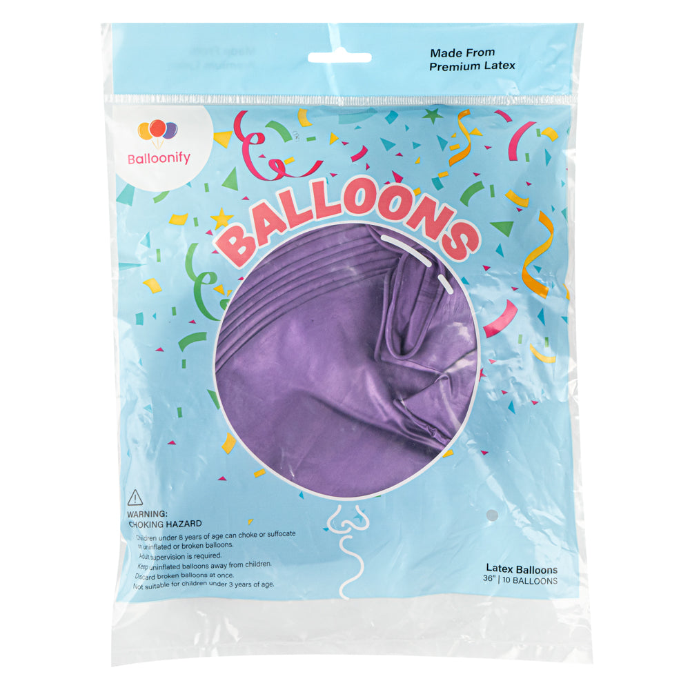 Balloonify Metallic Purple Latex Balloons - 36 Inch Large Party Balloons (10 Count Box) for Birthday Decorations, Wedding Centerpieces & Anniversary Celebrations