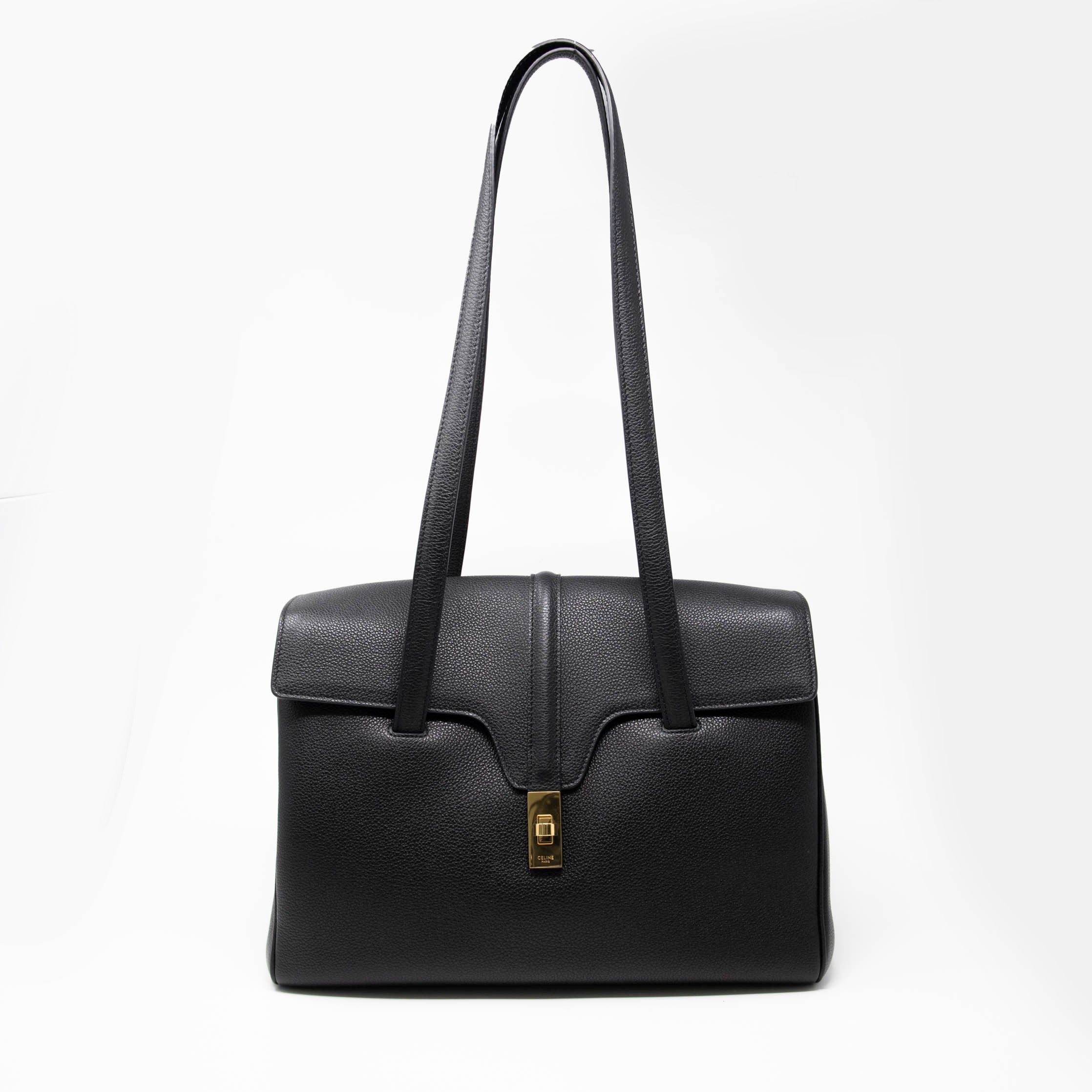 Celine Black Medium Soft 16 Leather Shoulder Bag - Luxury Handbag for Women, Perfect for Work, Travel & Everyday Use