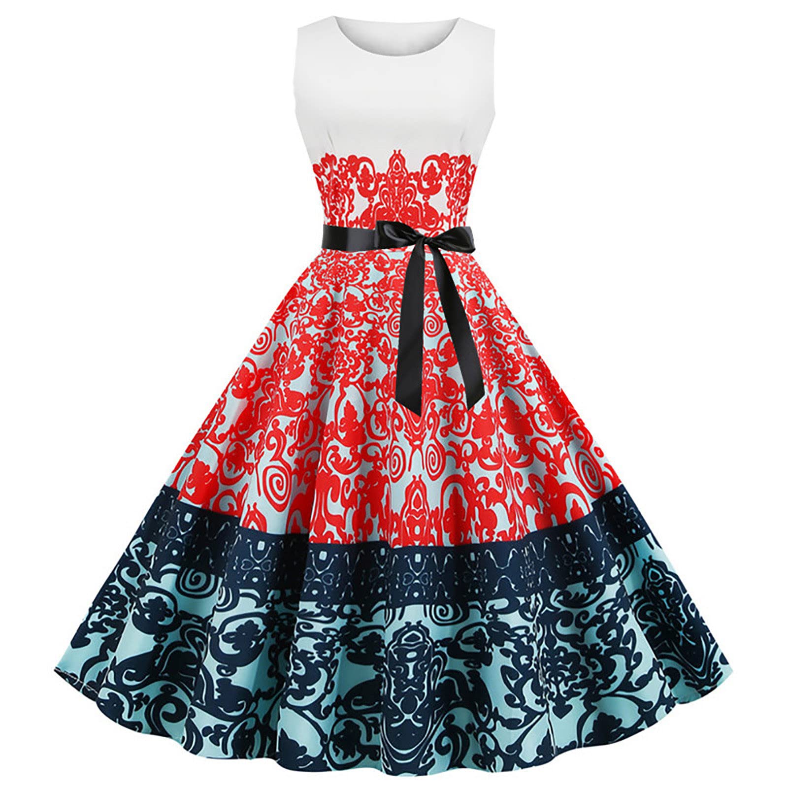 Women's Floral Print Summer Dress - Sleeveless Crewneck Swing Tank Dress for Casual, Beach & Sun Outfits | Perfect for Vacations, Parties & Outdoor Activities