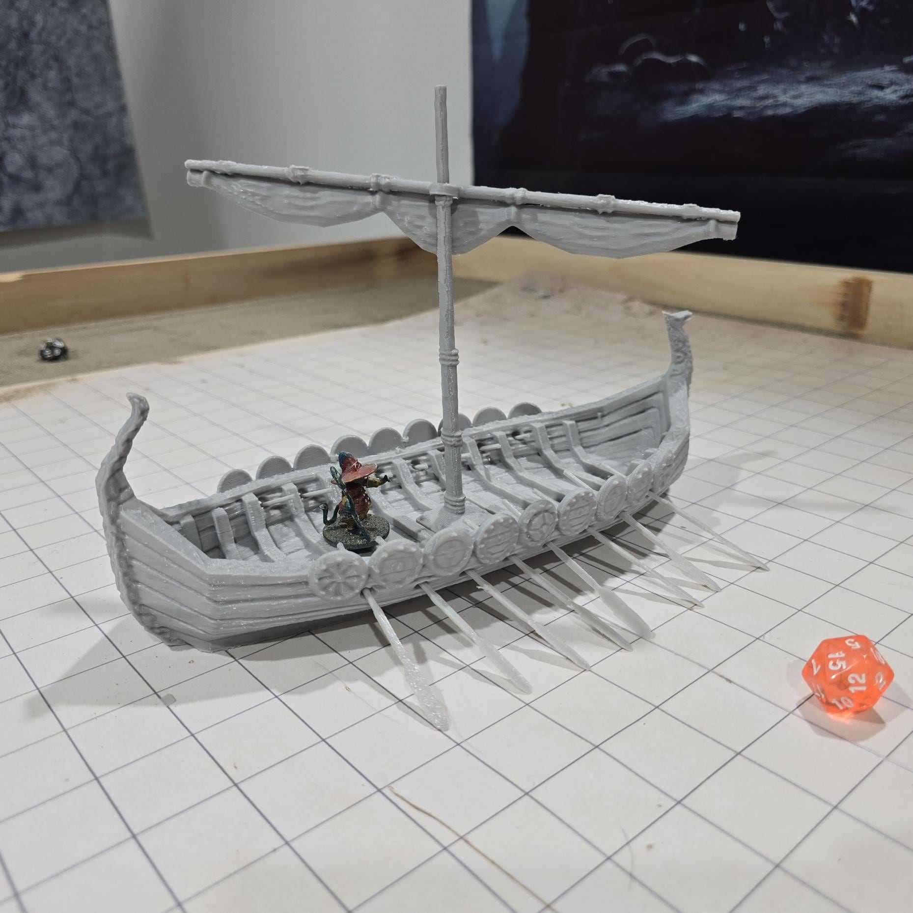 Viking Longship Model - Authentic Medieval Sailing Ship Replica for Historical RPGs, Tabletop Gaming & Norse Decor