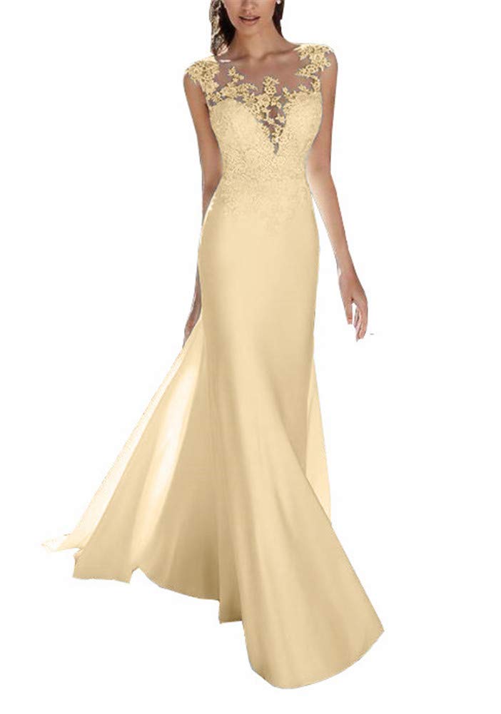 Elegant Sheer Neck Mermaid Wedding Dress with Bohemian Lace Applique & Cap Sleeves - Perfect for Beach, Garden, and Boho-Chic Bridal Ceremonies
