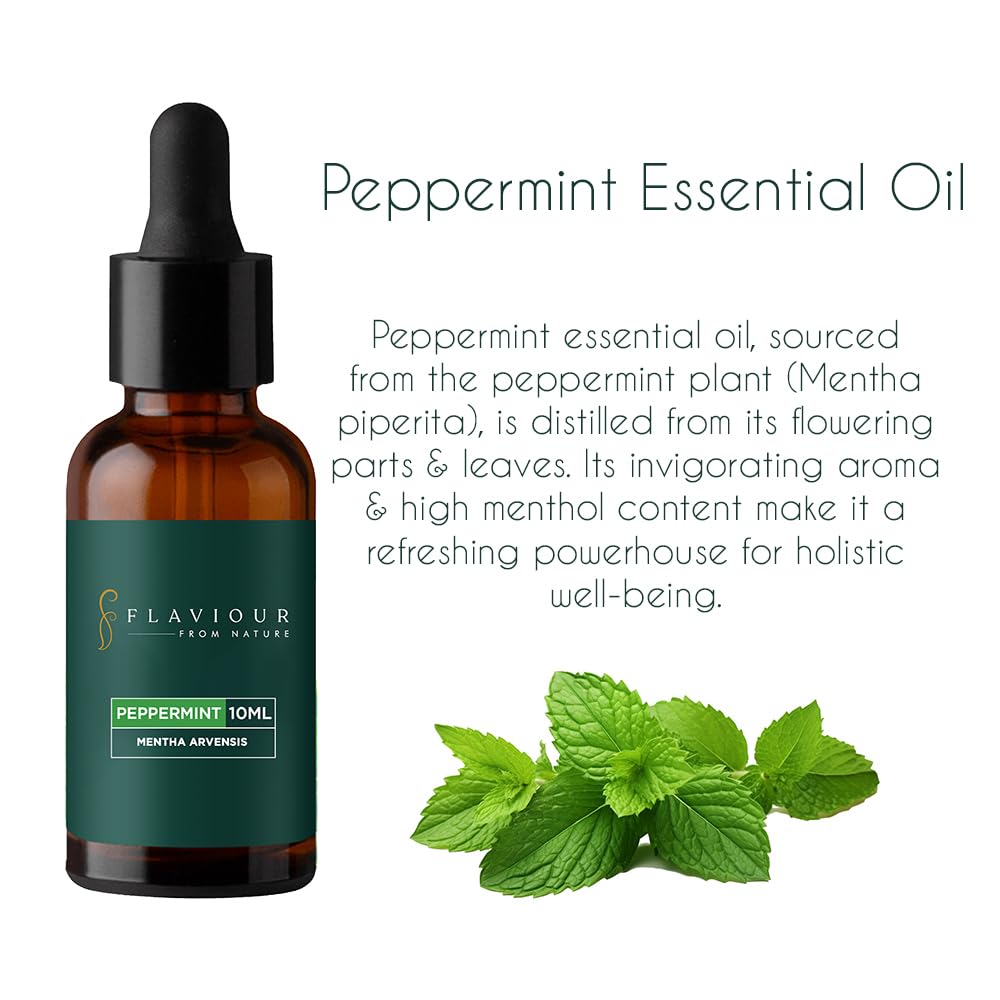 100% Pure Peppermint Essential Oil (Mentha Piperita) - 10ml Natural Aromatherapy Oil for Relaxation, Hair Growth & Skin Care | Refreshing Scent for Diffuser, Massage & DIY Beauty Products | USDA Certified Organic Therapeutic Grade Oil