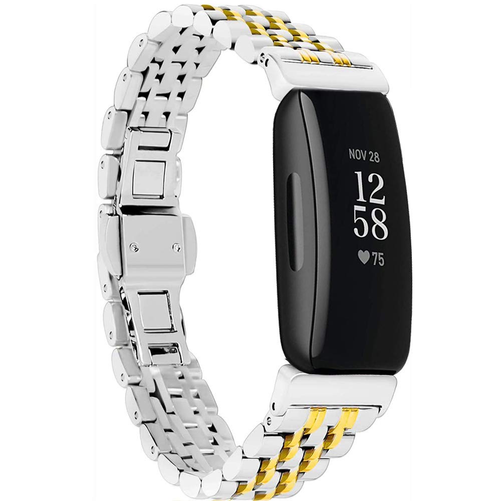 Fitbit Inspire 2 Metal Band - Adjustable Stainless Steel Strap for Women & Men | Gym & Daily Wear