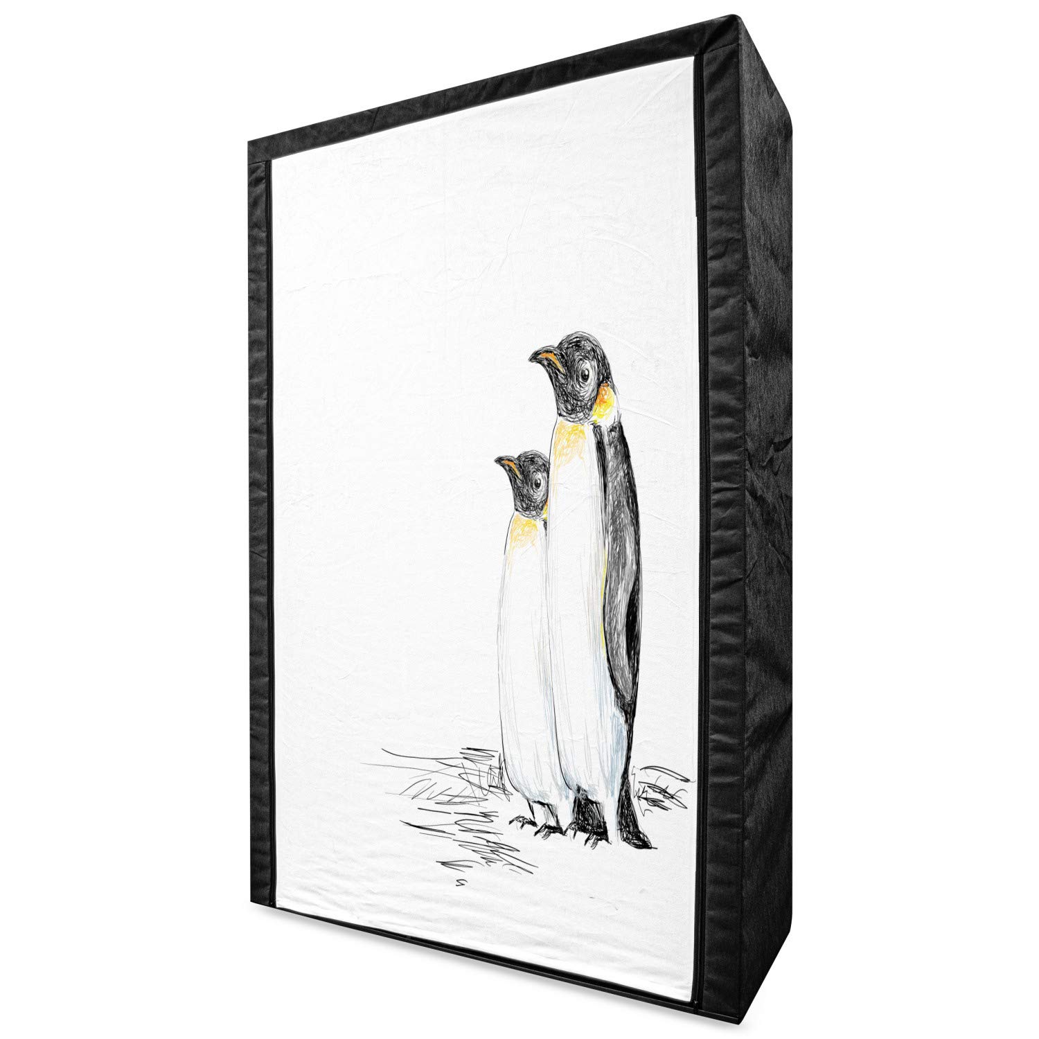 Ambesonne Black White Portable Fabric Wardrobe with Shelves - 42.5