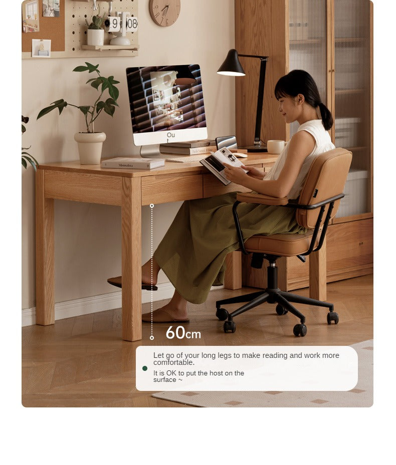 Premium Solid Wood Office Desk - Oak & Beech - Modern Home Office Furniture for Remote Work & Study