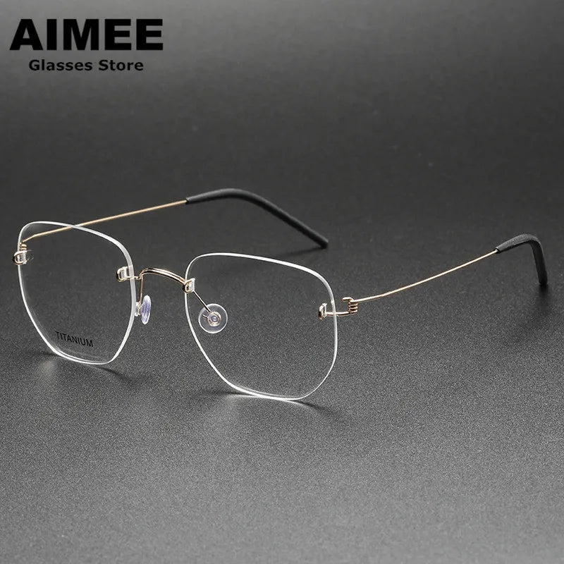 Stylish Aimee Women's Rimless Polygon Screwless Titanium Eyeglasses Frame 942358 - Lightweight & Durable for Work, Reading & Fashion