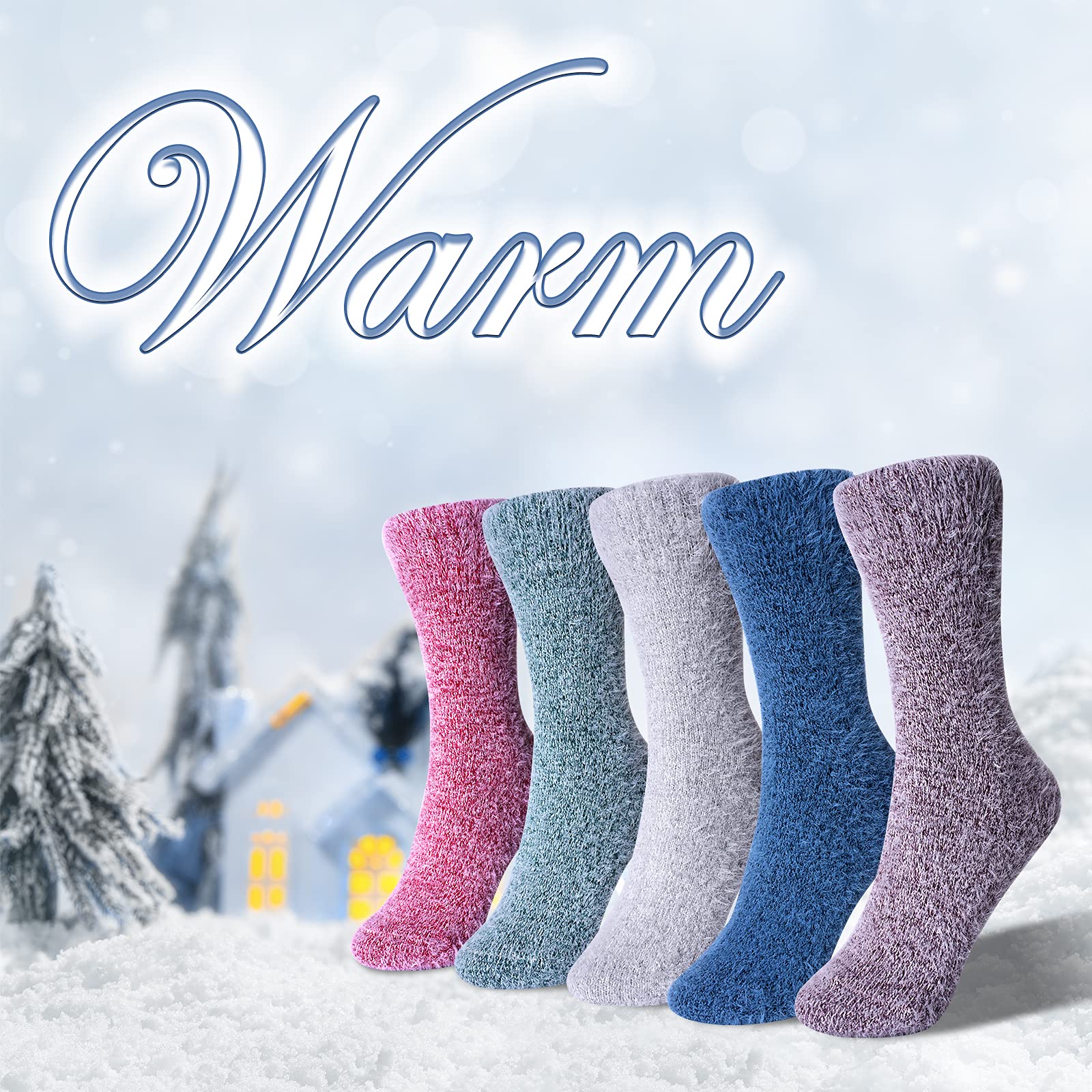 Warm Fuzzy Socks for Women - Cozy Winter Cat Paw Slipper Socks with Non-Slip Grip | Soft Fluffy House Socks with Gift Box | Perfect for Lounge, Sleep & Cold Weather Comfort