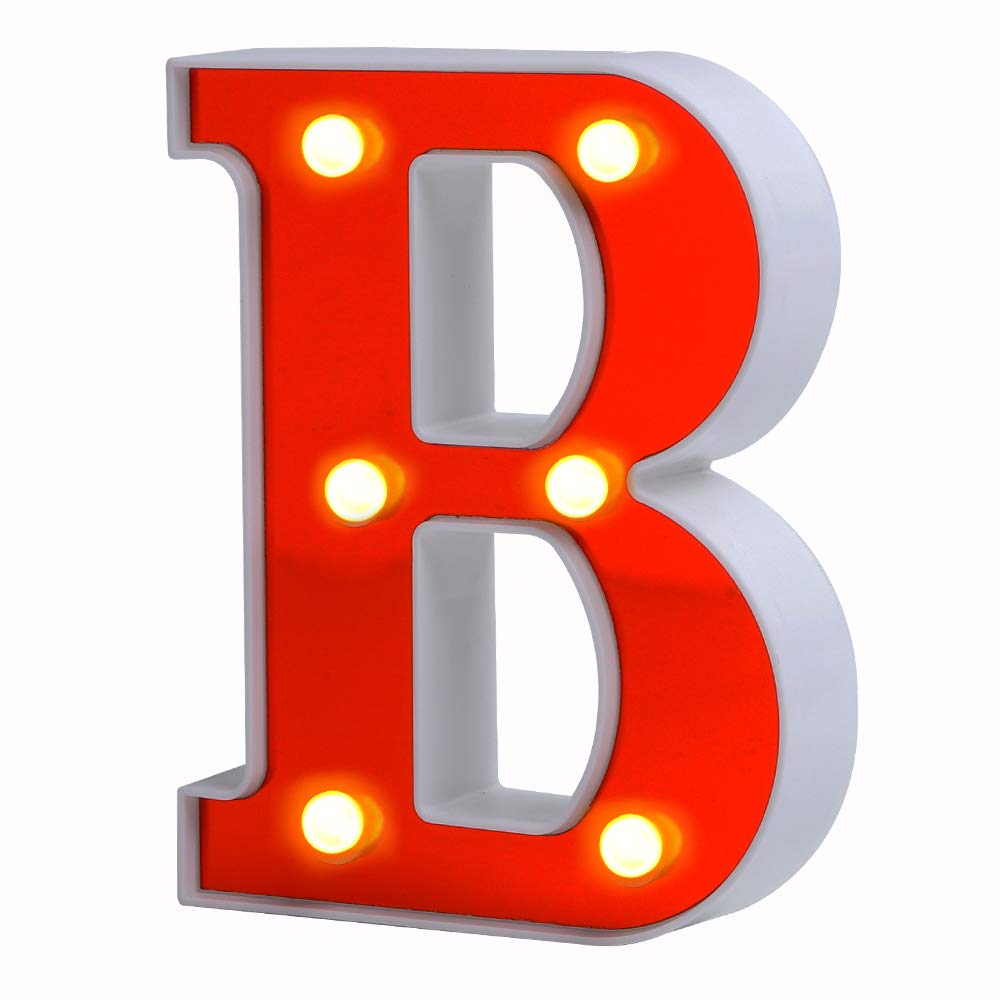 ROUDK LED Marquee Letter Lights - 26 Alphabet Light Up Letters with Battery Power, Red LED Wall Sign for Home, Bar, Festival, Christmas, Birthday Party, Wedding Decoration - Perfect for Night Light, Wall Decor, and Event Lighting
