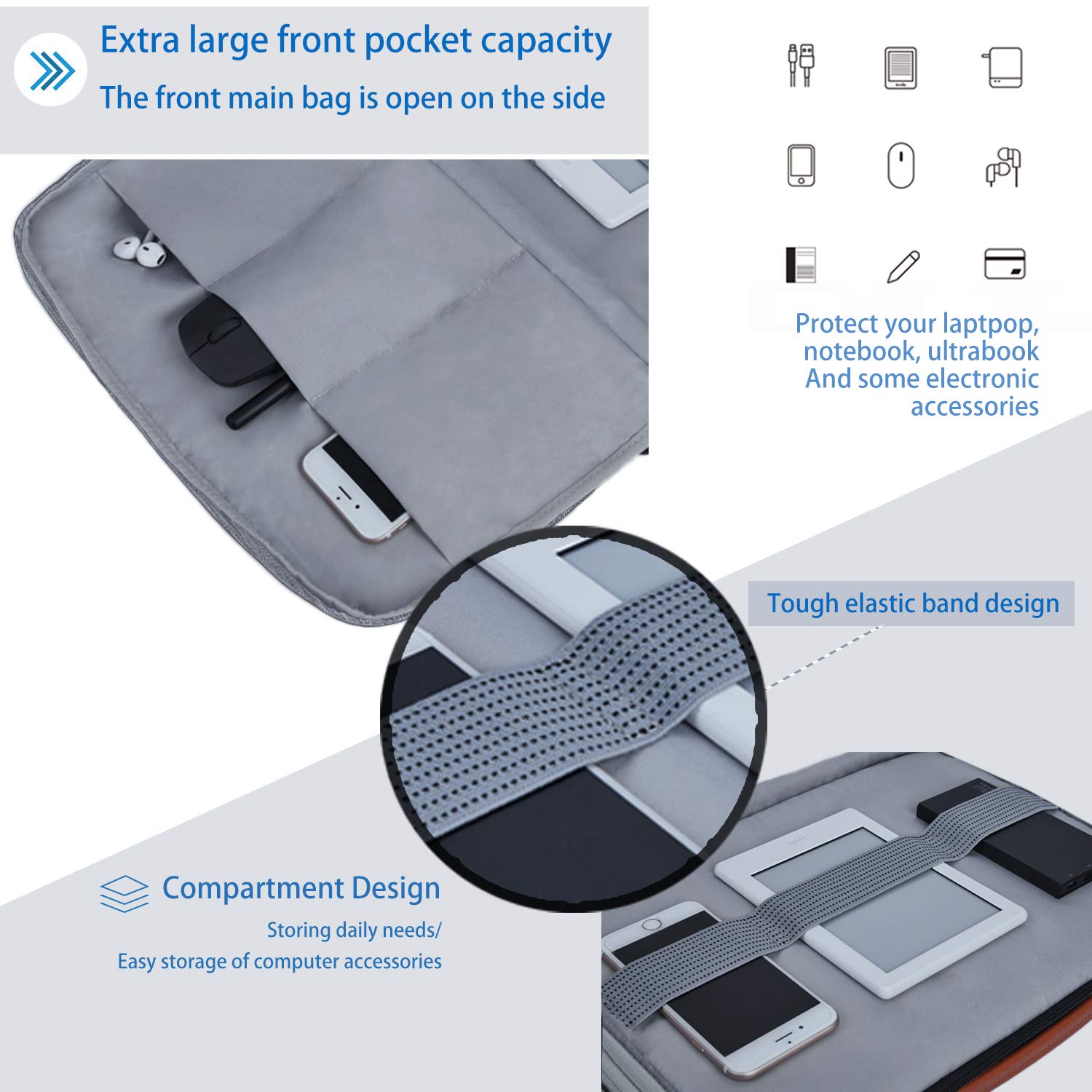 13.3 Inch Laptop Sleeve Case for MacBook Pro & Air - Water-Resistant YKK Zipper Bag with Soft Polyester Fabric - Perfect for Travel, Work & School Protection