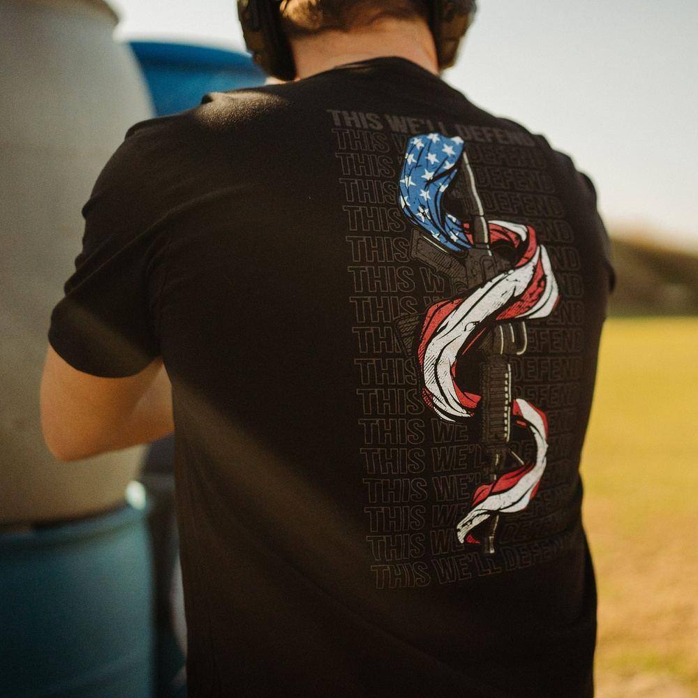 This We'll Defend 2A Black T-Shirt - Patriotic American Gun Rights Apparel for Shooting Range & Outdoor Activities