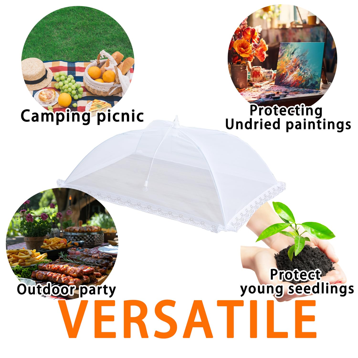 Outdoor Picnic Food Umbrella - Mesh Cover for Parties & Gatherings