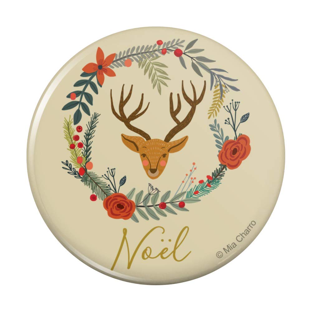 Christmas Noel Deer in Wreath Fridge Magnet - Holiday Kitchen Decor for Refrigerator, Locker & Office - Festive Gift for Home & Christmas Decorations
