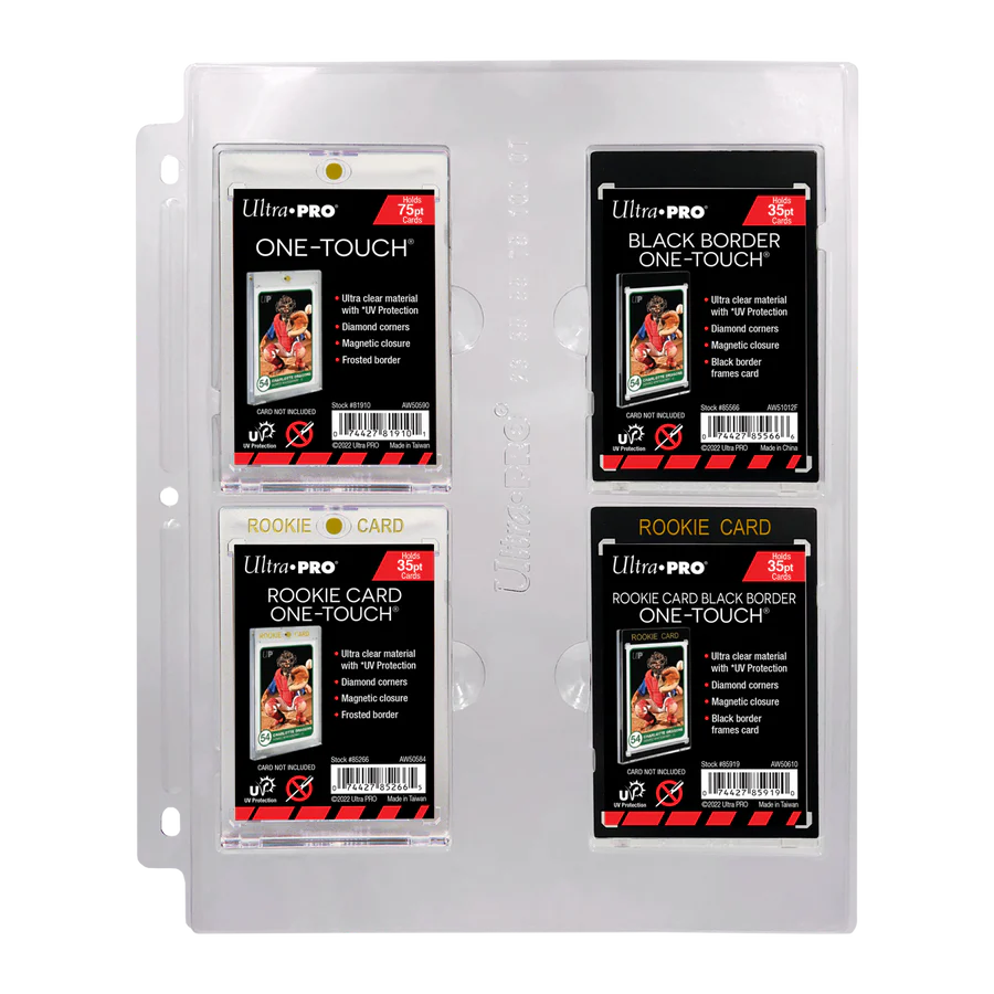 4 Pocket Page for 23PT 100PT One Touch Displays - Premium Trading Card Protector for Sports, Gaming & Collectibles - Perfect for Displaying, Organizing & Protecting Valuable Cards