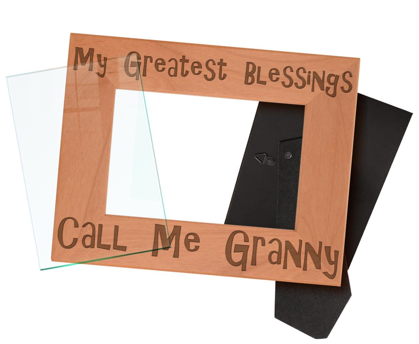 Blessings Call Me Granny - Natural Wood Engraved 4x6 Landscape Picture Frame - Perfect Gift for Grandma - Home Decor for Living Room, Bedroom & Nursery