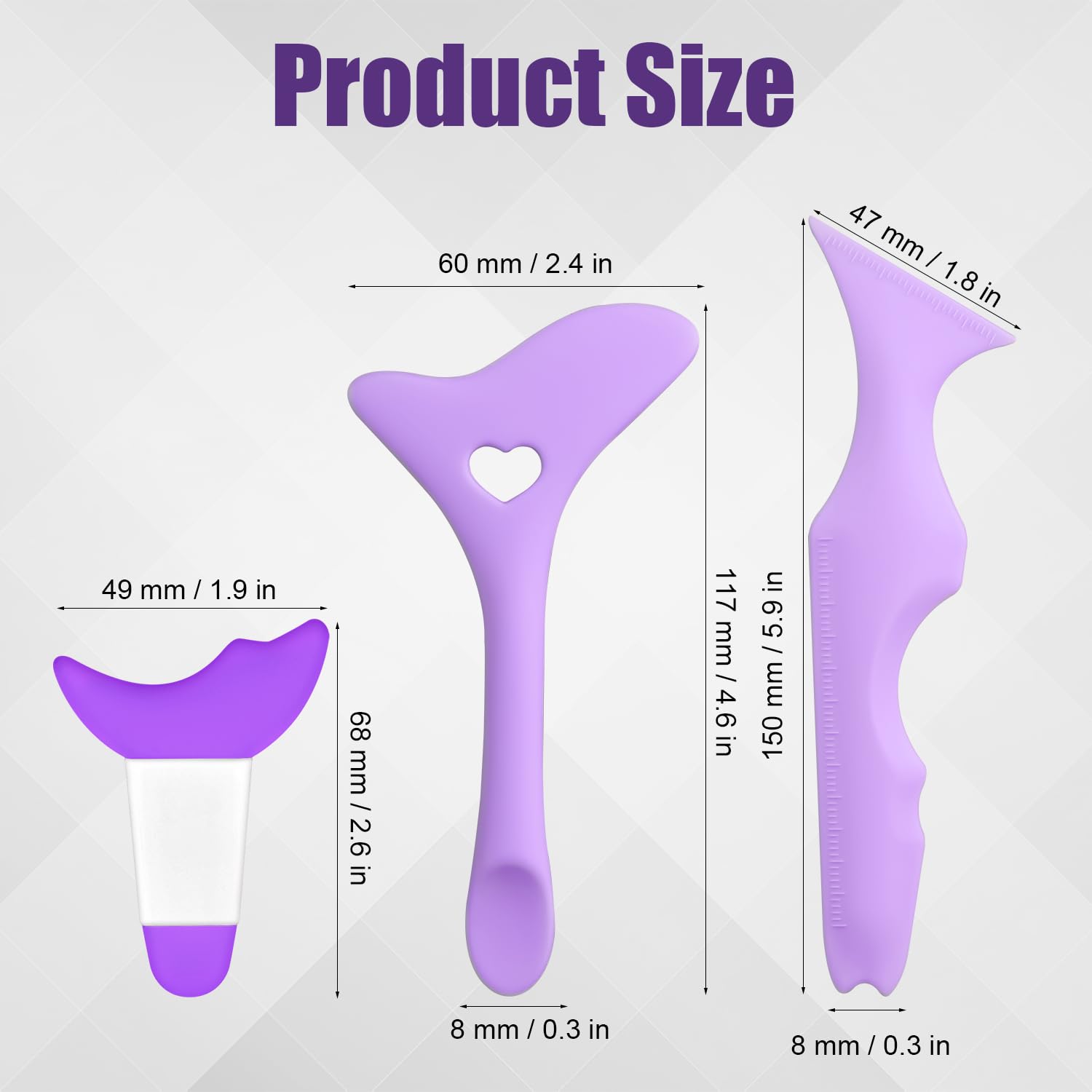 3Pcs Soft Silicone Eye Stencil Set - Reusable Eyeliner & Eyeshadow Guide with Mascara Shield - Beginner Friendly Makeup Tool for Perfect Eye Makeup (Purple) - Great for Daily Makeup, Professional Looks, Cosplay, Halloween, Bridal Makeup, Self-Care & Makeup Practice - Ideal for Home Use, Salons, Makeup Artists & DIY Beauty Lovers
