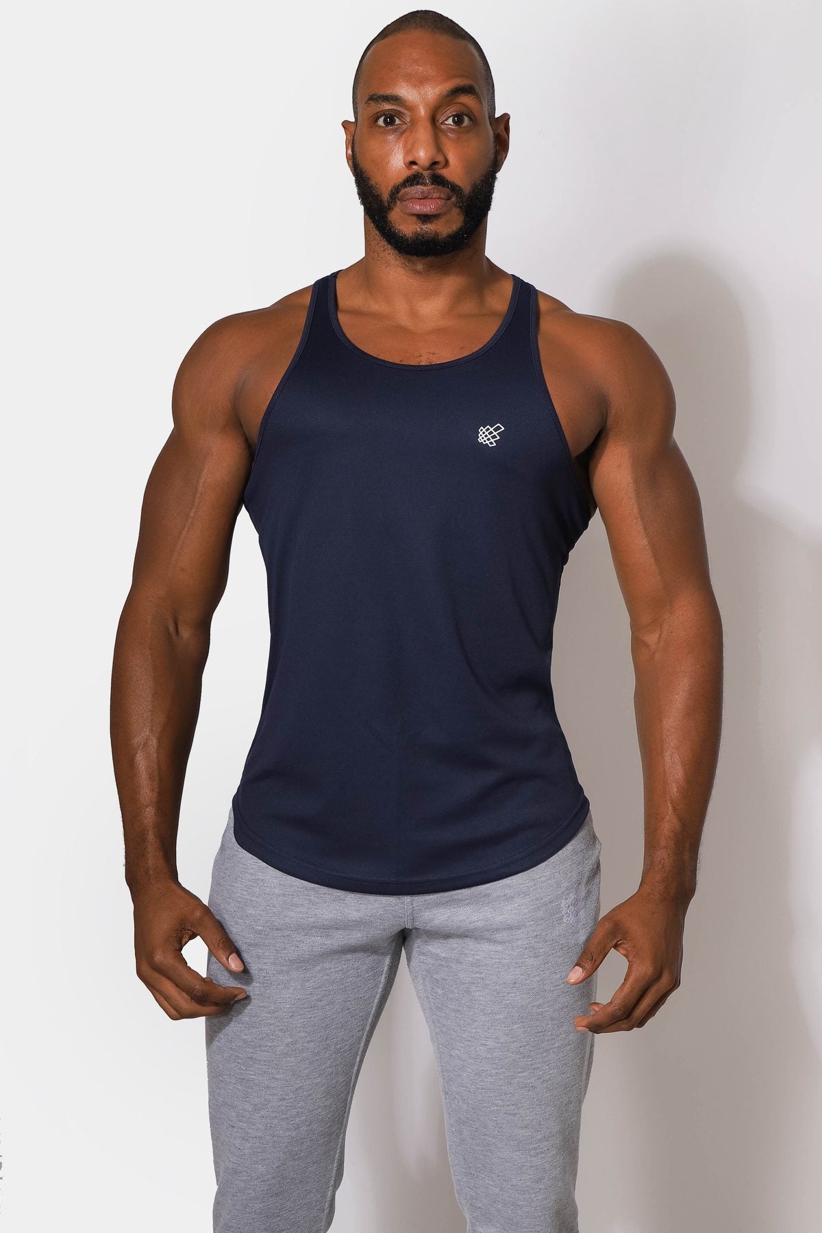 Jed North Men's Microfiber Dri-Fit Workout Tank Top - Navy Blue - Moisture Wicking Athletic Shirt for Gym, Running & Training