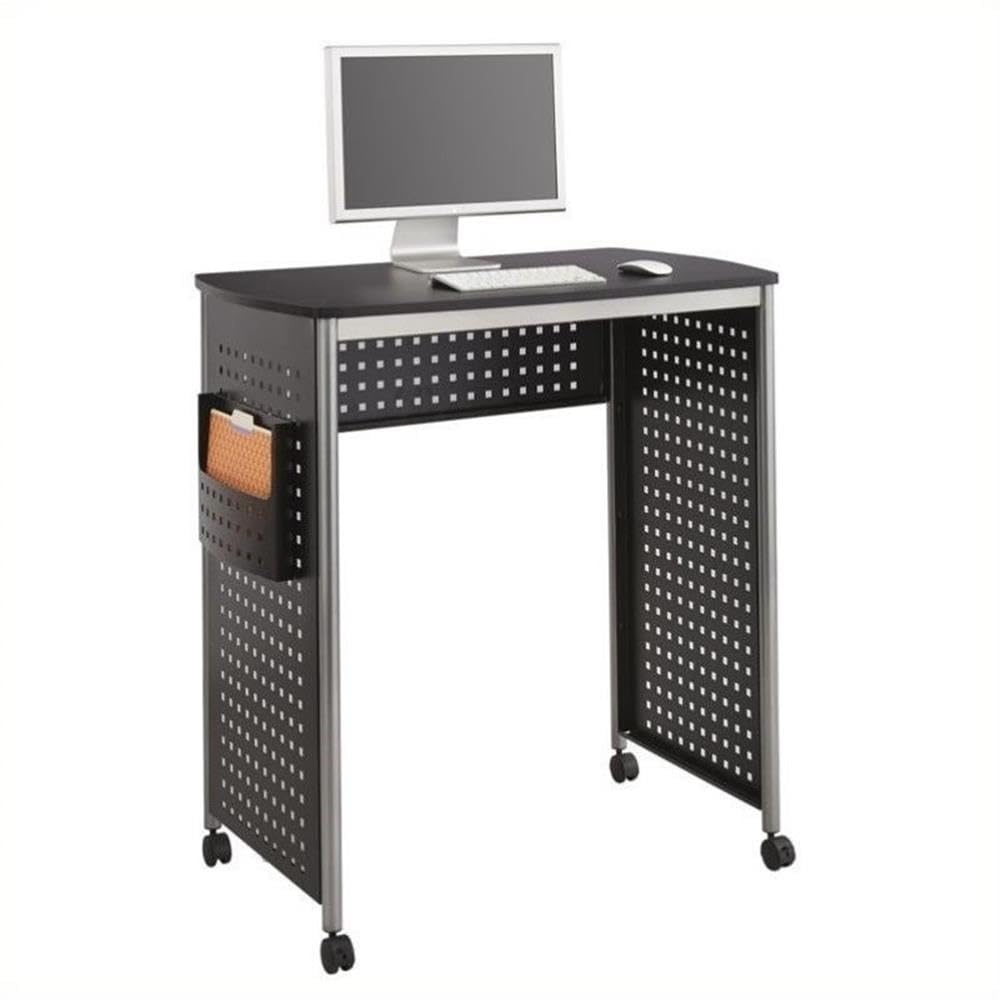 Pemberly Row Adjustable Height Standing Desk Workstation - Black Ergonomic Home Office Desk for Work from Home & Study