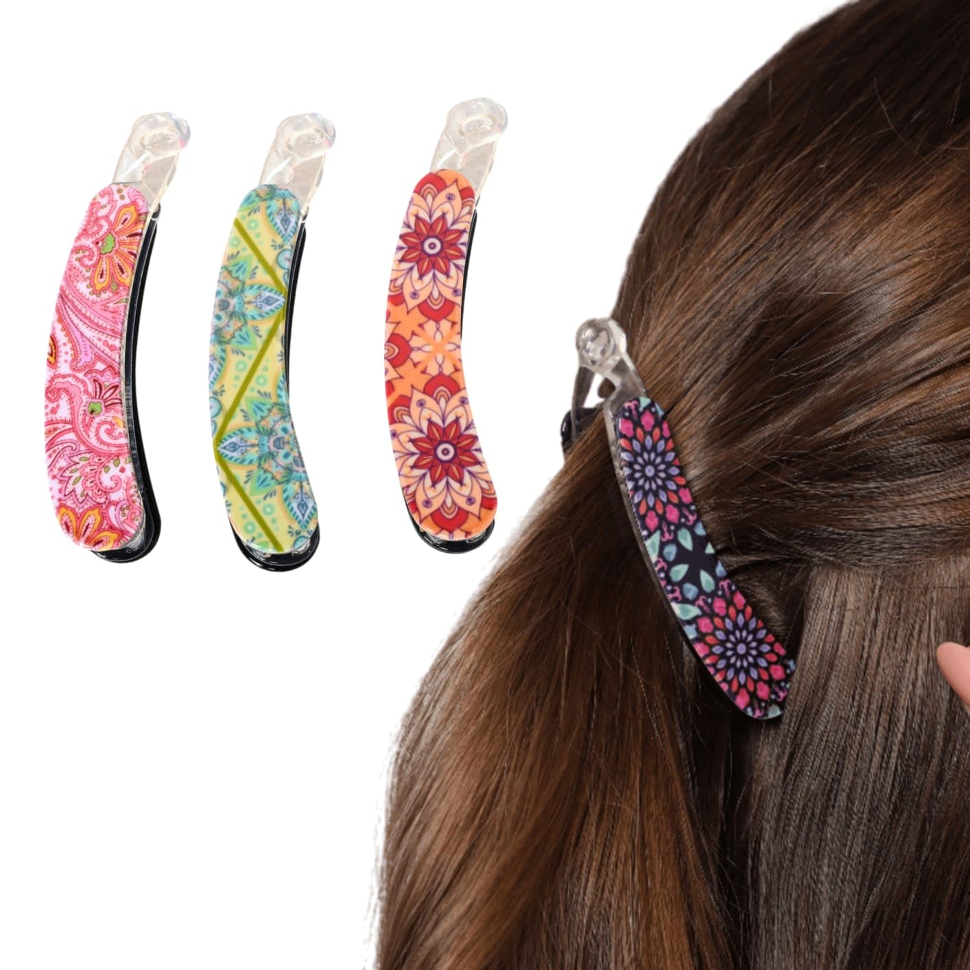 INHEAVEN 3-Piece Banana Hair Clips Set - Non-Slip Acrylic Hair Clamps for Women, Trendy Hair Accessories for Ponytails, Braids & Updos (2 Pack)
