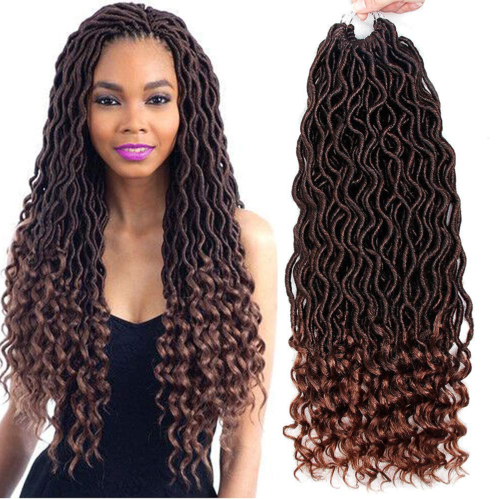6 Packs Goddess Locs Crochet Hair - Wavy Curly Faux Locs Synthetic Braiding Hair Extensions (20