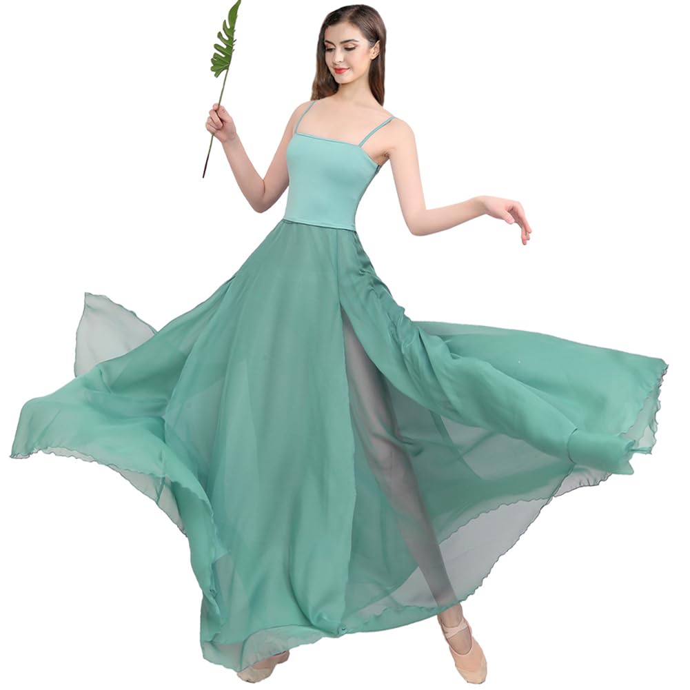 ROYAL SMEELA Women's Lyrical Dance Costume - Modern Contemporary Dance Dress with Spaghetti Straps, Flowy Boho Maxi Dress for Ballet, Jazz & Performance | Perfect for Stage Shows, Recitals & Dance Competitions