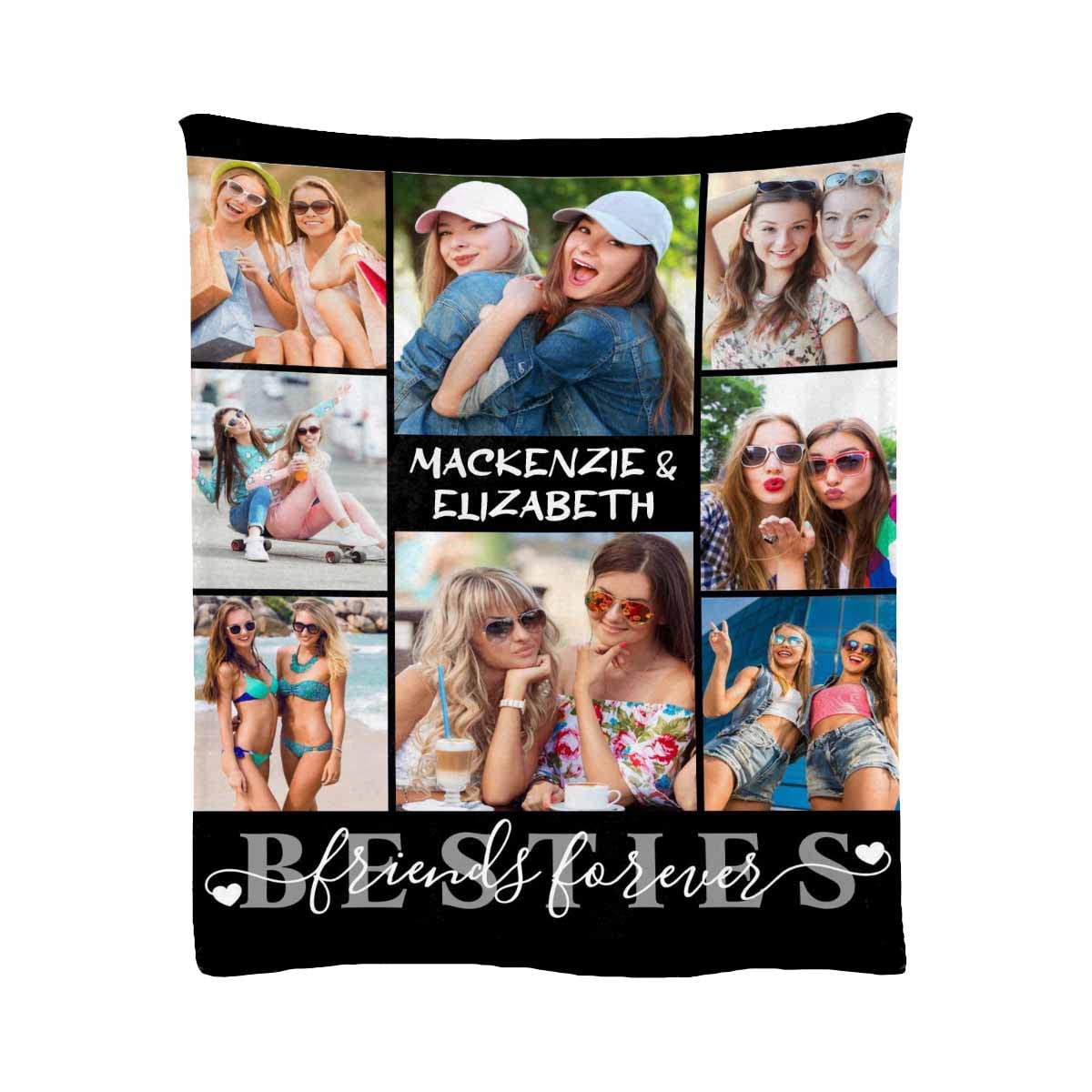 Best Friends Forever Fleece Throw Blanket - Cute Custom Pattern for Birthday Gifts, Travel & Home Decor - Lightweight 54