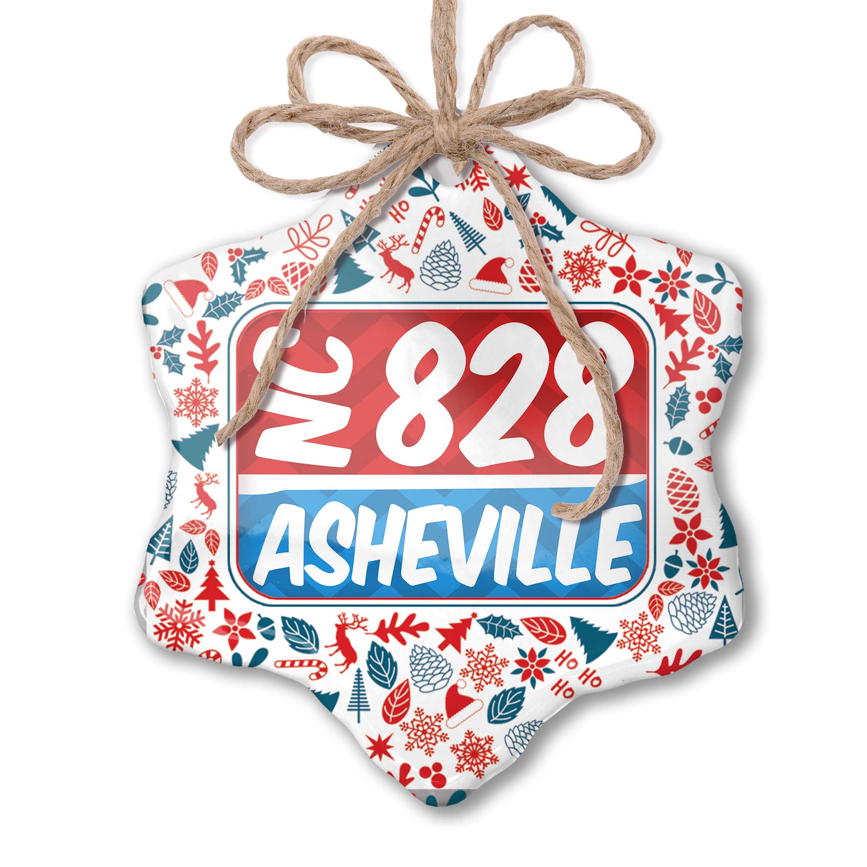 Handcrafted Asheville NC Christmas Ornament - Patriotic Red White & Blue Holiday Decor for Tree & Home (Perfect for Christmas Decorations & Gift Giving)