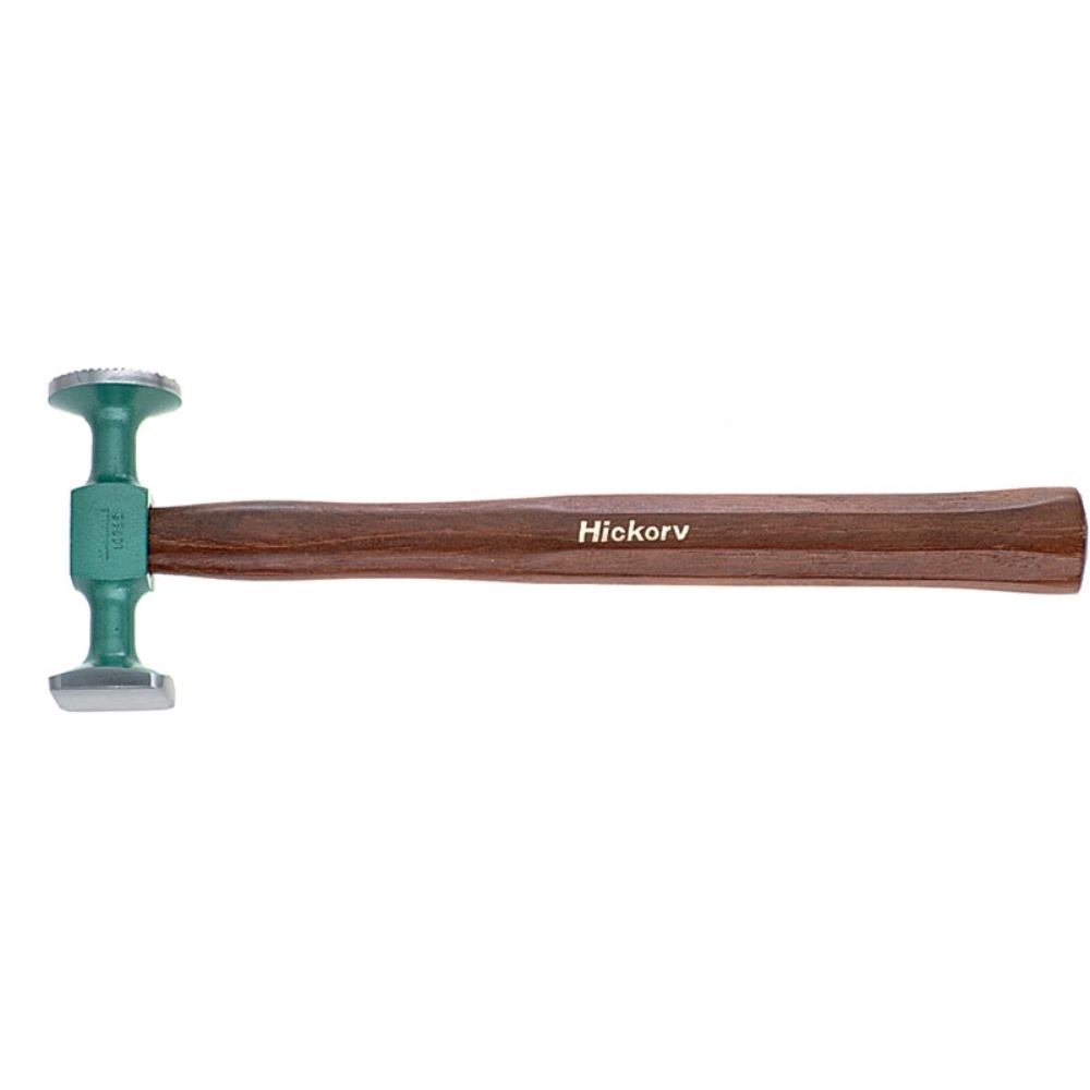 Stahlwille 70130004 Planishing Hammer - 40mm Round-Chequered & Square Face, 300mm Smooth Hickory Handle, Drop-Forged Steel for Metal Forming & Auto Body Repair | Professional Sheet Metal & Jewelry Making Tool