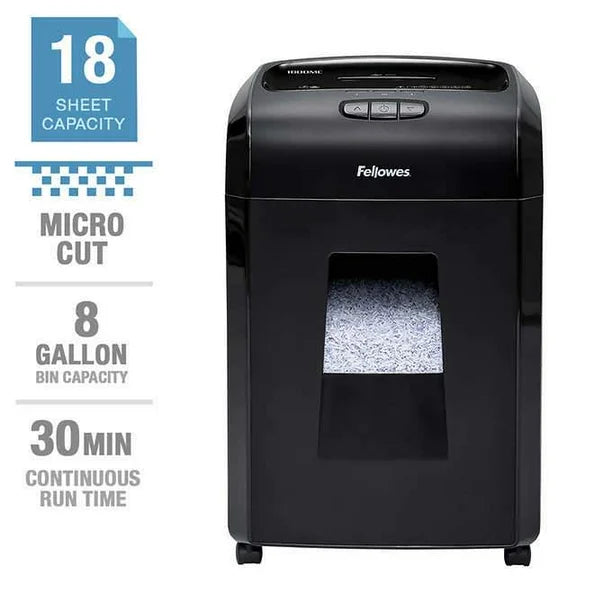 Fellowes Microshred 1800MC 18-Sheet Cross-Cut Paper Shredder - High Security Office Document Destroyer for Home & Business Use