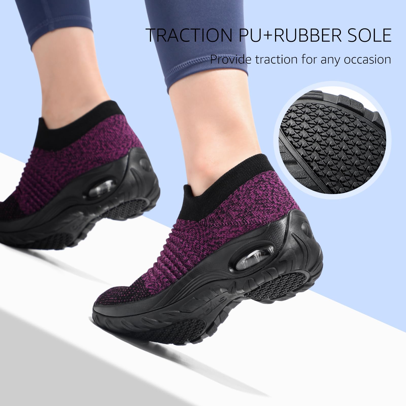 STQ Women's Slip-On Walking Shoes - Breathable Non-Slip Work Sneakers with Air Cushion & Arch Support - Comfortable Orthopedic Shoes for Nurses, Waitresses & All-Day Wear