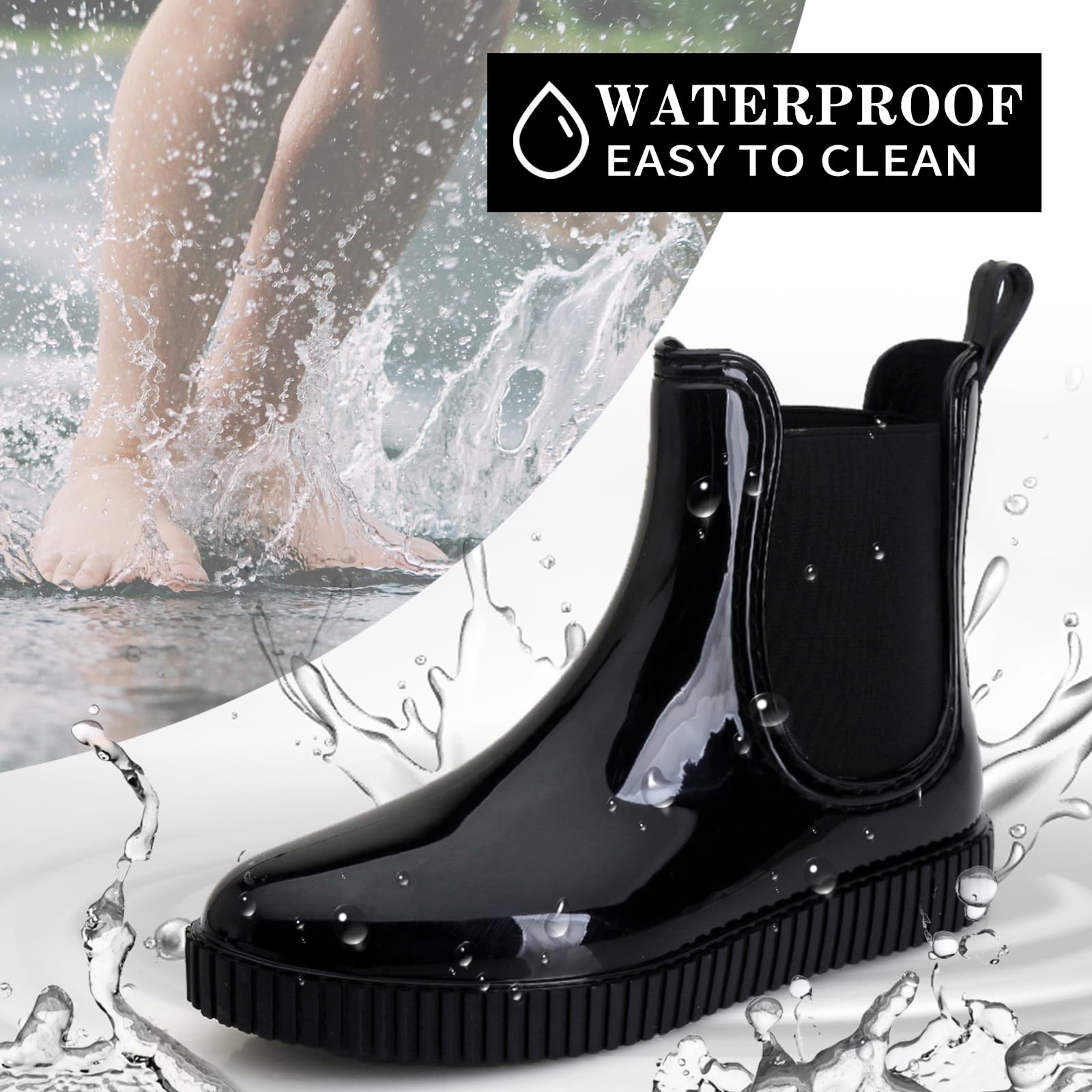 HSBDNZQ Waterproof Rain Boots for Women - Anti-Slip Garden Boots, Outdoor Work Shoes, Size 39 (US 9.5) - Perfect for Gardening, Farming & Wet Weather Conditions