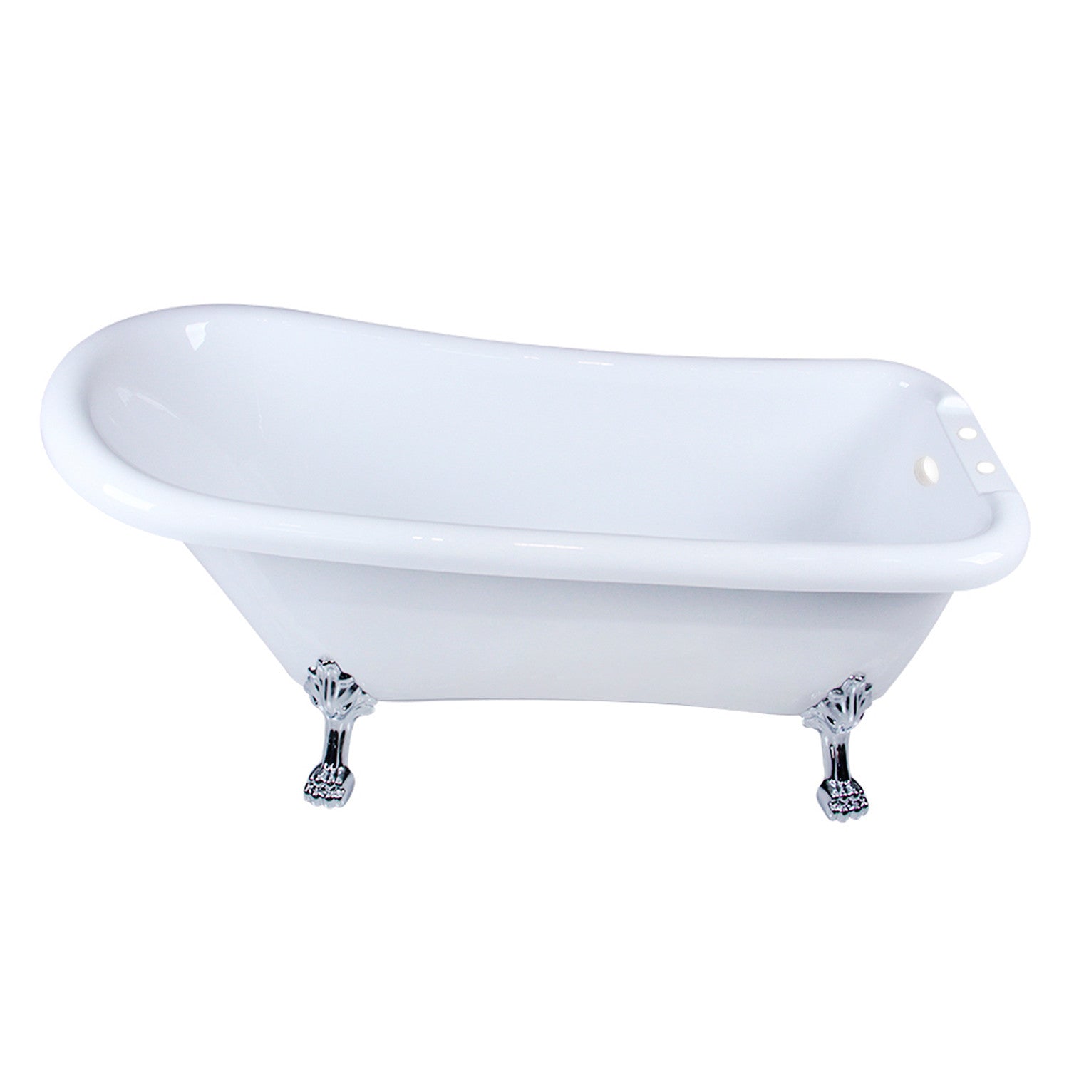 Aqua Eden 67-Inch Acrylic Classic Flat Rim Single Slipper Clawfoot Bathtub with 7-Inch Faucet Drillings - Glossy White & Polished Chrome | Freestanding Soaking Tub for Vintage Bathroom, Spa Retreat, or Luxury Master Bath