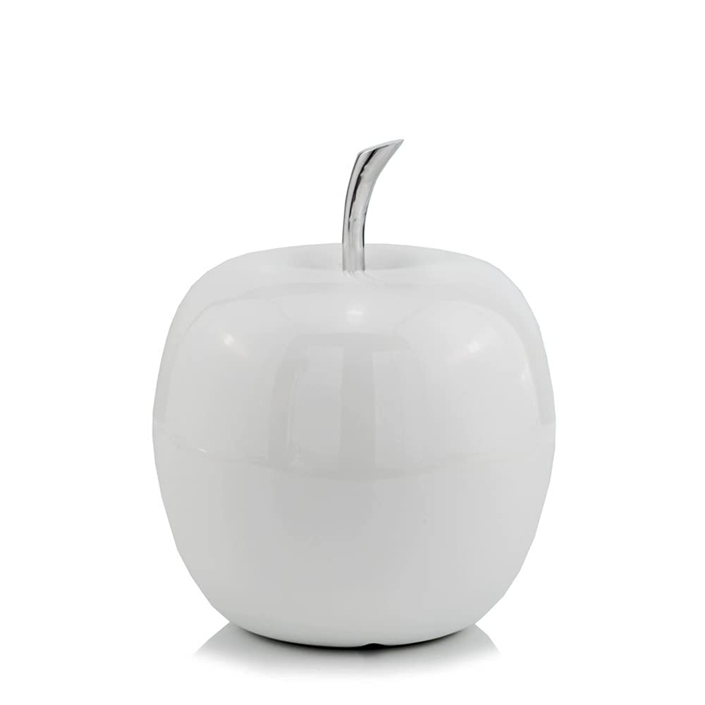 Modern Day Accents Manzana Blanco White Apple - Elegant Home Decor for Kitchen, Dining Room & Office Desk