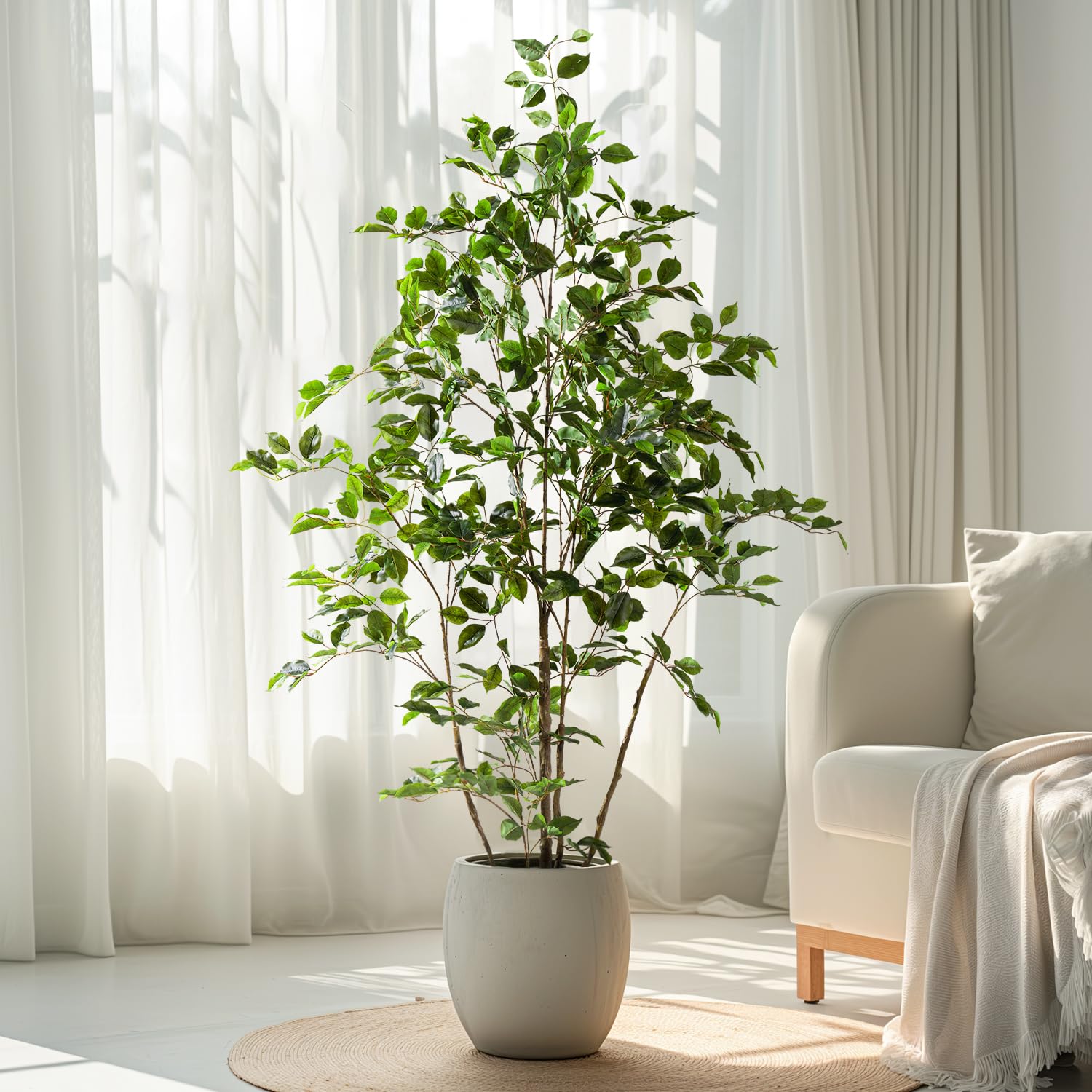 5ft Artificial Ficus Tree - Realistic Fake Indoor Plants for Home Decor, Tall Faux Tree for Living Room, Office & Corner Decoration - Perfect for Living Room, Bedroom & Office Spaces