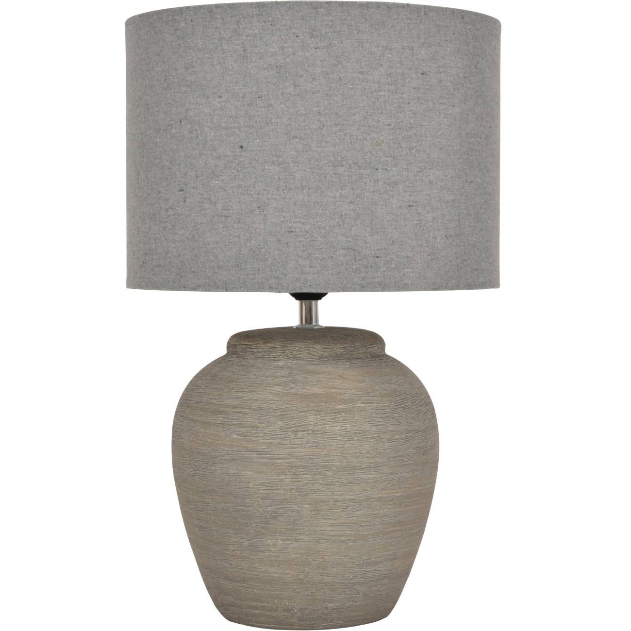 Elegant Baslow Etched Grey Ceramic Table Lamp with Fabric Shade - Small & Large Size for Bedroom, Living Room, or Office Decor