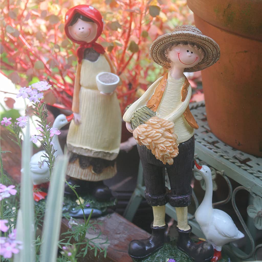 Outdoor Garden Statue - Resin Craft Character Sculpture for Lawn, Balcony, Terrace & Pathway Decor | Durable Weatherproof Garden Ornament for Home & Landscape Decoration