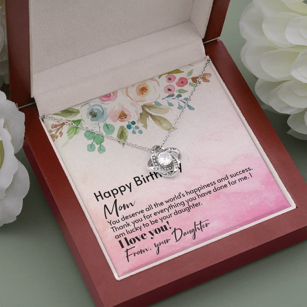 Birthday Gift Necklace for Mom - Sterling Silver Love Knot Pendant Jewelry from Daughter | Thoughtful Present for Mother's Birthday, Christmas, Anniversary | Perfect for Everyday Wear & Special Occasions