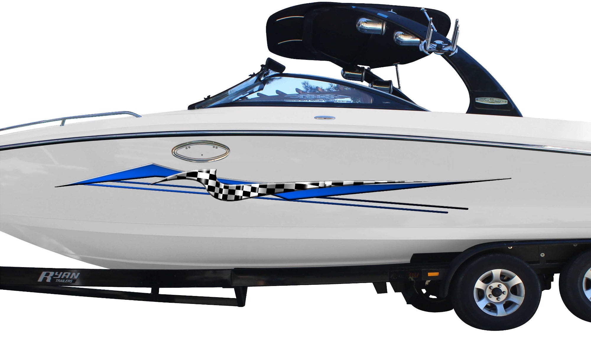 Astro Checkered Flag Boat Graphic Decals Kit - Waterproof Vinyl Stickers for Boat, Kayak, Jetski & Marine Vehicles - Perfect for Racing Enthusiasts & Water Sports Decor